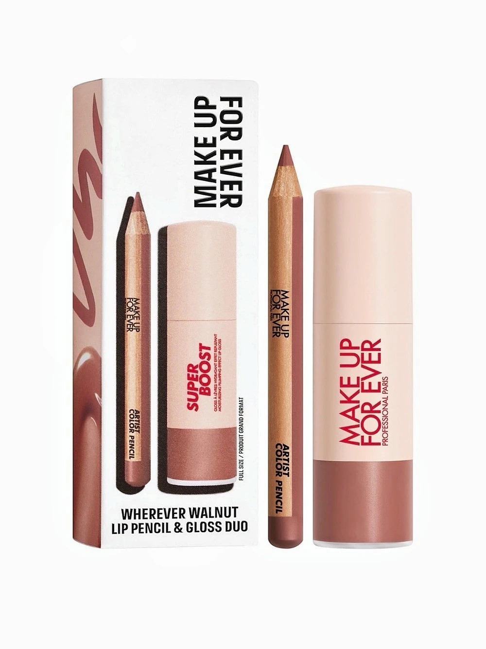 Make Up For Ever Wherever Walnut Lip Pencil & Gloss Duo Lip Combo in Brown NWT